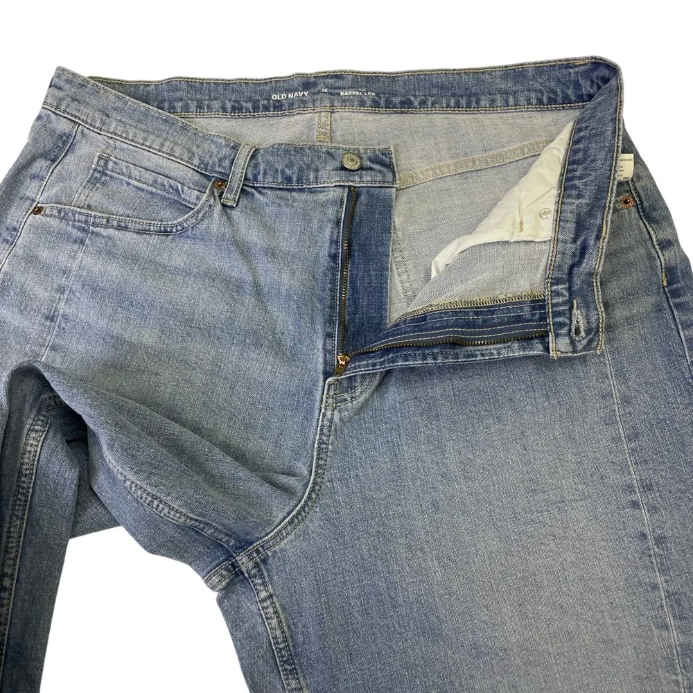 NEW Old Navy High-Rise Barrel Leg Jeans Light Wash Blue Womens 16 Tall - Picture 4 of 14